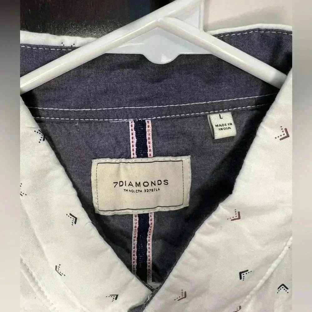 7 Diamond Men’s Suden Impact Short Sleeve Button-Up Shirt/White-SZ Large